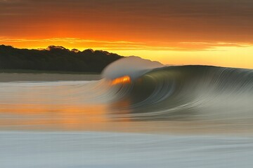 Wall Mural - Surfing the golden waves sunset beach nature photography coastal environment serene viewpoint ocean concept