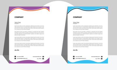 Wall Mural - Simple business letterhead design set of two Vector Image. Colorful letterhead design template.