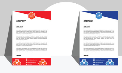 Wall Mural - Simple business letterhead design set of two Vector Image. Colorful letterhead design template.