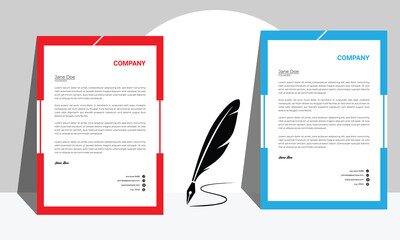 Wall Mural - Simple business letterhead design set of two Vector Image. Colorful letterhead design template.