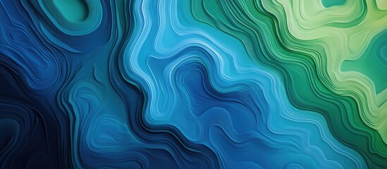 Abstract blue and green wavy pattern background.