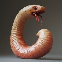 Wall Mural - Surreal 3D Render of a Creepy Alien Worm Creature