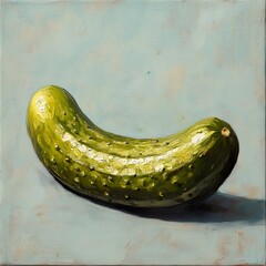 Canvas Print - Vibrant Green Pickle Still Life Painting