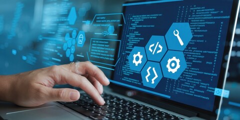 coding and software development on computer screen