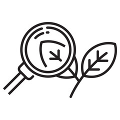 picture of leaf and magnifying glass vector suitable for plant research icon