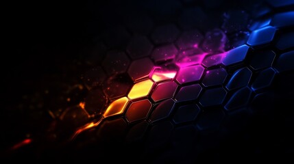 Canvas Print - Abstract Hexagon Pattern: Vibrant Colors and Glowing Lights