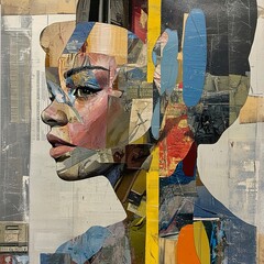 Canvas Print - Abstract Collage Portrait of a Woman: A Modern Masterpiece