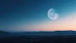 © VirtualVista - Majestic moon illuminated in the early morning sky over serene landscapes with gentle hills and a tranquil atmosphere