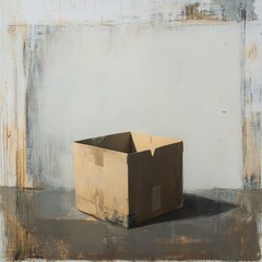 Canvas Print - Empty Cardboard Box: A Contemplative Still Life Painting