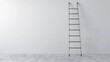 © VirtualVista - Empty room with a steel ladder against a white wall symbolizing home improvement and renovation potential in a minimalist space.