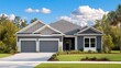 © Seyyar - Modern suburban home exterior with landscaped yard and clear blue sky showcasing new construction design and curb appeal.