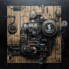 Wall Mural - Steampunk Machine: Intricate Clockwork Design