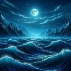 35 deep blue ocean waves dark deep blue waves under a moonlit ni