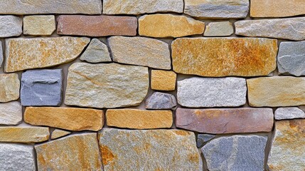 Wall Mural - Textured stone wall background featuring varied colors and shapes creating a rustic and natural appearance for design projects.