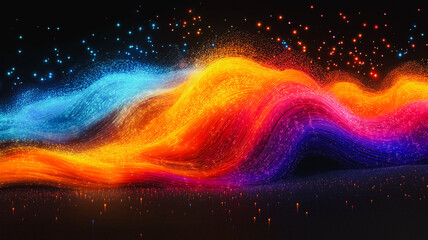 Wall Mural - a colorful wave of light with a blue stripe. the colors are bright and vibrant, creating a sense of 