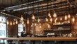 © A-Lex - Cozy nighttime dining experience urban coffee shop interior photography modern industrial environment warm lighting relaxation concept for enhanced ambiance