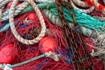 tangled discarded fishing nets