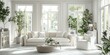 © Samady - White living room interior with neutral-toned furniture, houseplants, and simple decor