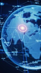 Statistical graph and virtual Earth with finance concept, 3d rendering.