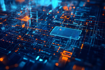 Wall Mural - abstract visualization combining internet technology and corporate needs, designed to support effici