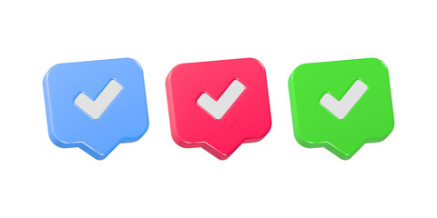 Wall Mural - 3d check mark icon with post symbol