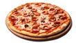 © nurionstudio - Delicious pepperoni pizza with mushrooms and red onions on wooden board.
