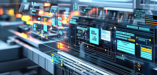 Wall Mural - a visualization of itam strategy, highlighting the management of technology resources such as hardwa