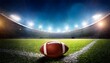 © MRSUTIN - Football on field in stadium under bright lights, evokes game day, competition, and sports excitement.