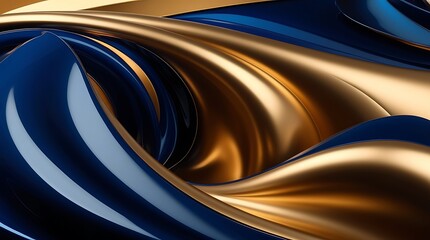 Wall Mural - Dark blue illustration wallpaper background with a touch of gold, abstract random swirl design