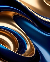 dark blue illustration wallpaper background with a touch of gold, abstract random swirl design