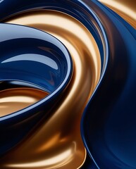 Wall Mural - Dark blue illustration wallpaper background with a touch of gold, abstract random swirl design