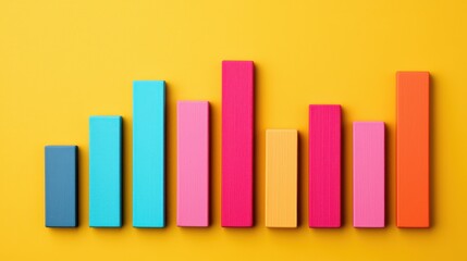 Wall Mural - visualizing growthcolorful bar graph analysis in a yellow environment for business insights