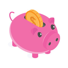 Poster - Piggy bank, trendy isometric vector design of money savings