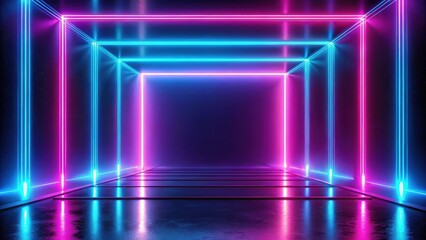Wall Mural - Futuristic abstract background with pink and blue neon lights gate, futuristic, abstract, background, pink, blue