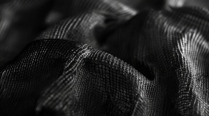 close-up of black textured fabric, showing intricate weave. ideal for fashion, textile, or abstract 