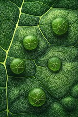 Wall Mural - Microscopic view of a leaf with stomata showing the process of water vapor release in plants