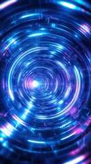 Wall Mural - a mesmerizing tunnel of vibrant blue and purple lights, creating a sense of depth and motion in a fu