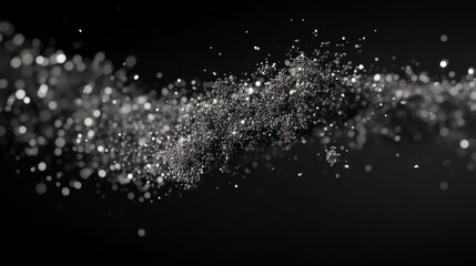 Wall Mural - abstract silver particles flowing in dark space, bokeh effect.