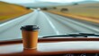 © A-Lex - Driving journey with coffee scenic highway travel photography open road interior view adventure and relaxation