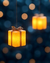 Canvas Print - Festive glowing gifts with bokeh background