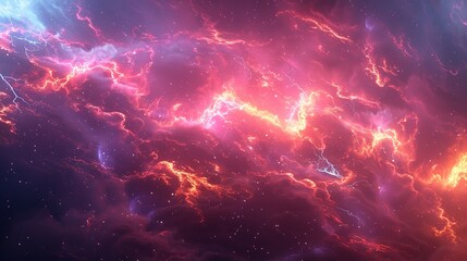 Wall Mural - This photo depicts a striking lightning abstract image of a black background illuminated by multiple lightning strikes