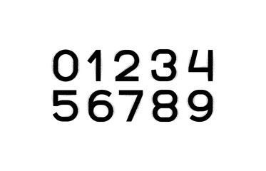 Font numbers in the spraying paint style, graffiti street art numerals 0, 1, 2, 3, 4, 5, 6, 7, 8, 9, vector illustration 10.