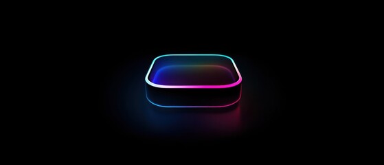 Wall Mural - vibrant neon glow square platform, futuristic 3d render, abstract background