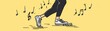 © YanDesign - An illustration of a person walking with musical notes, blending movement and rhythm.