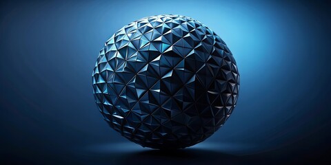 Abstract Dark Blue Polygonal Sphere on a Simple Background