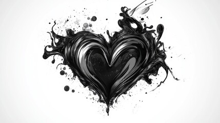 Sticker - Black and White Heart Drawing