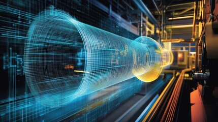 Wall Mural - Digital Pipeline Futuristic Data Flow Through Industrial Factory