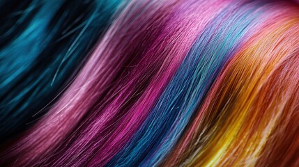 Wall Mural - Vibrant Rainbow Hair Color Swirl, Colorful Strands, Abstract Texture