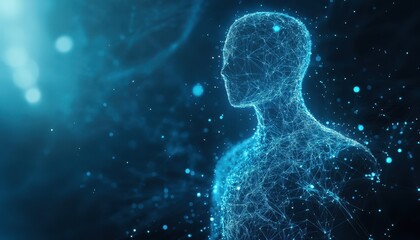 Aufkleber - Digital Human Form Network Connections Abstract