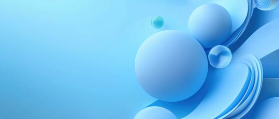 Wall Mural - abstract blue 3d spheres and curves background wallpaper